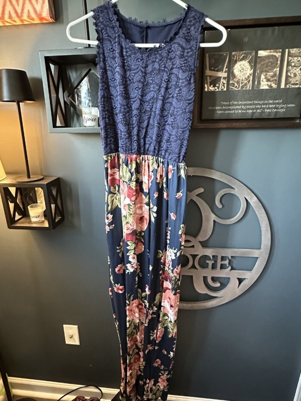 Unbranded Size Small (S) Lace Bodice Floral Maxi Dress